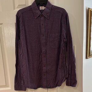 Faherty Men's Burgundy Checkered Button Down Shirt